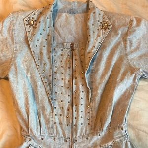 Vintage Studded Denim Romper